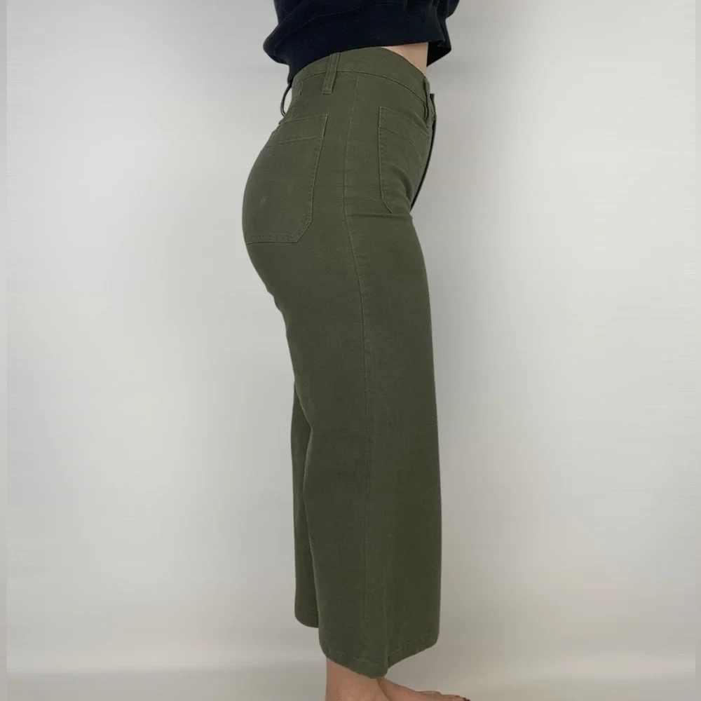 J CREW POINT SUR Wide Leg Crop Size 27 Stretch High Rise‎ Boho Casual Green